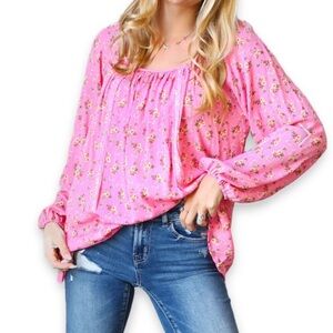 Sugar Fox Floral Top Tie Back
Blouse babydoll top peachy pink New Boutique